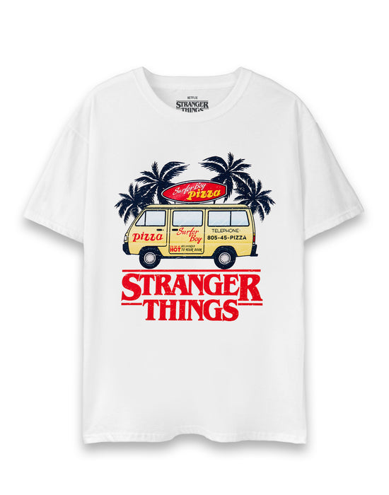 Stranger Things Adults Surfer Boy Pizza White T-Shirt