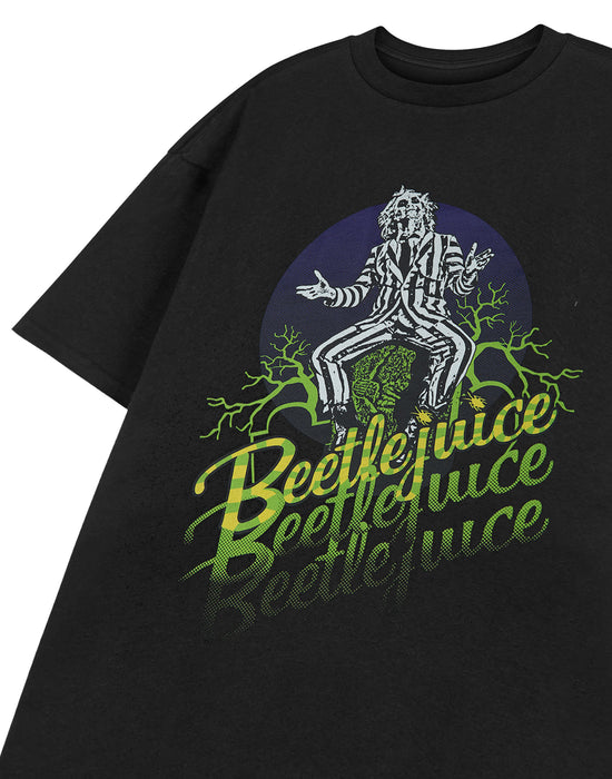 Beetlejuice Its Showtime T-Shirt Graphic Tee Movie Black Mens Beetlejuice Its Showtime T-Shirt Graphic Tee Movie Black Mens