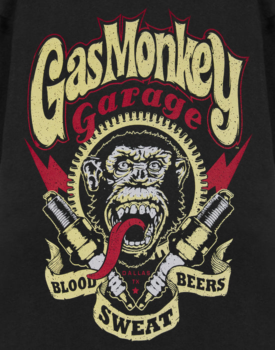 Gas Monkey Garage Spark Plugs Mens Black Short Sleeved T-Shirt