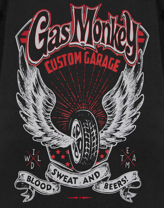 Gas Monkey Garage Winged Tyre Mens Black Short Sleeved T-Shirt