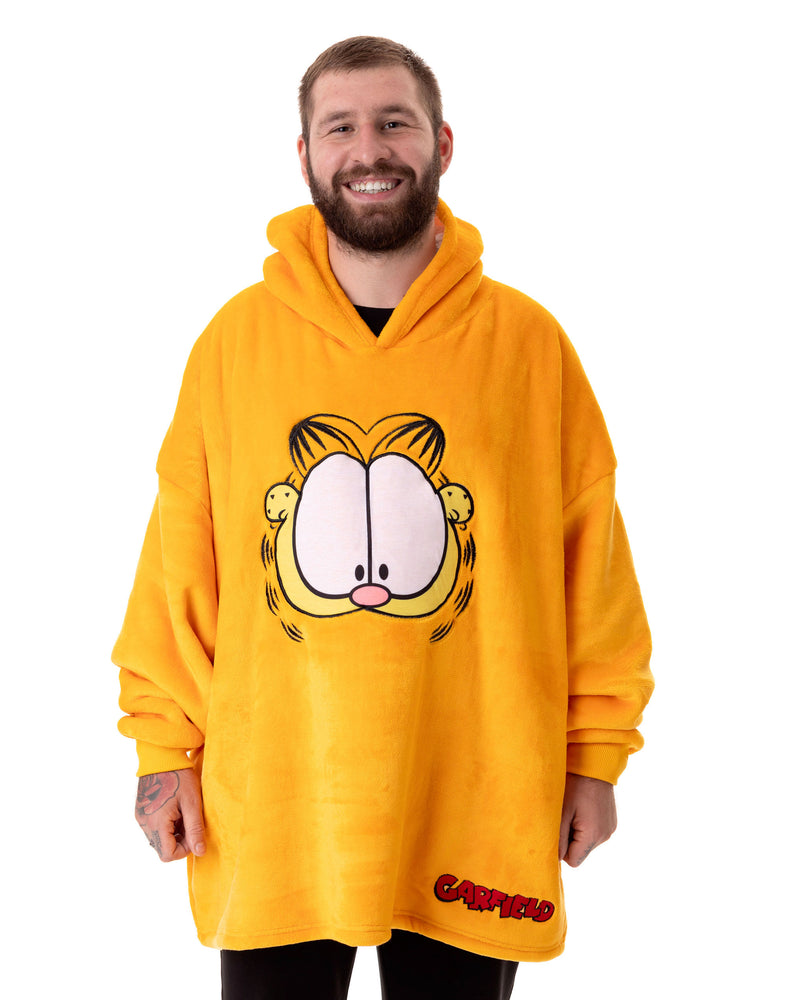 Garfield Character Face Mens Orange Blanket Hoodie
