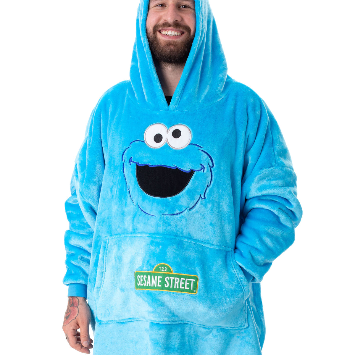 Sesame Street Cookie Monster Adults Blue Blanket Hoodie