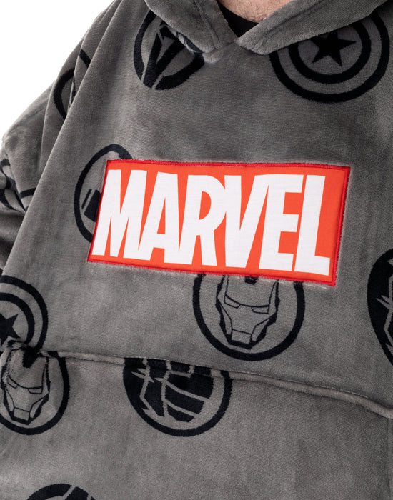 Marvel Logo Mens Grey Blanket Hoodie