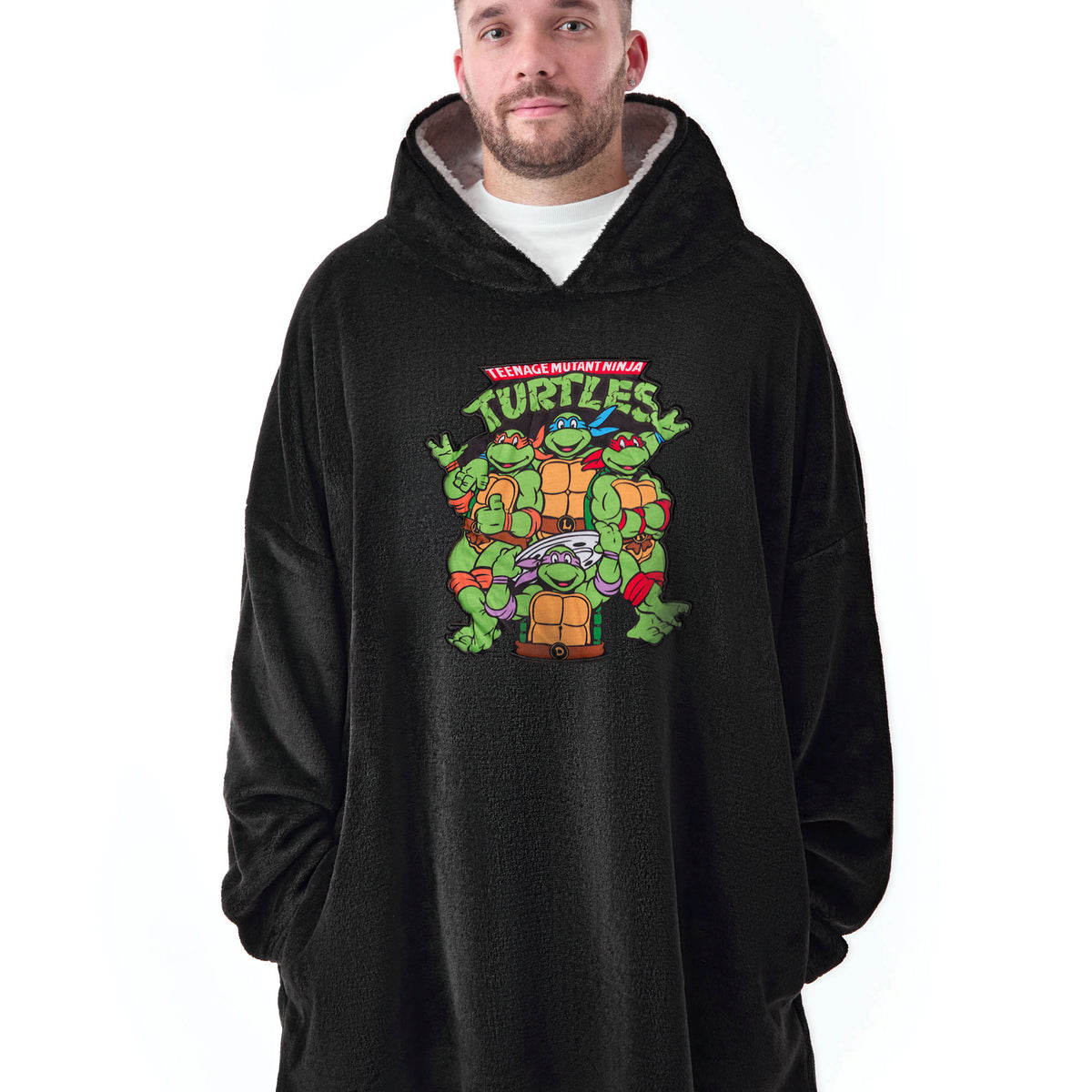Teenage Mutant Ninja Turtles Mens Black Blanket Hoodie — Vanilla