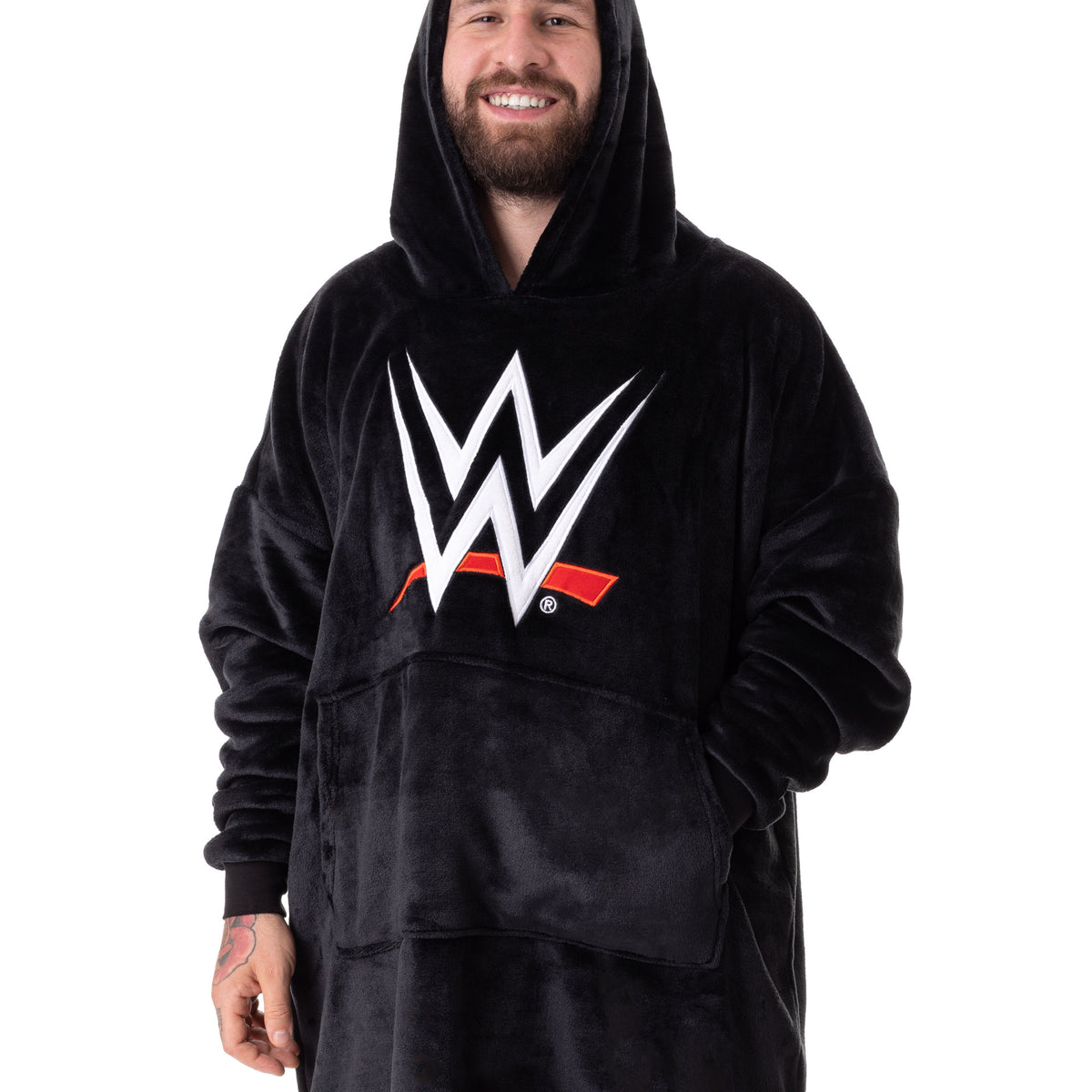 WWE Logo Mens Black Blanket Hoodie — Vanilla Underground