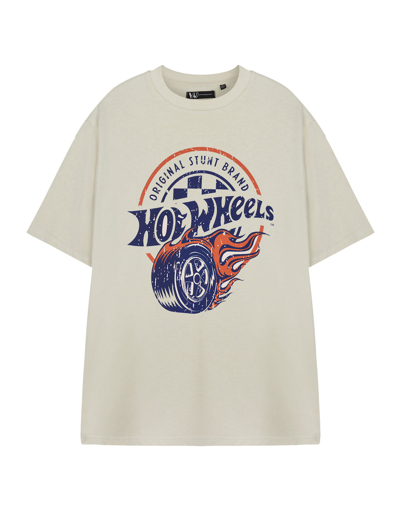 Hot Wheels Original Stunt Brant Mens Beige Short Sleeved T-Shirt