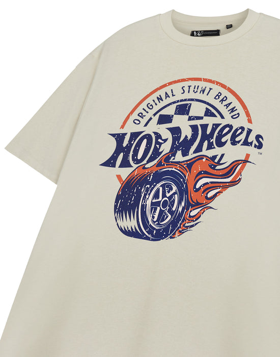 Hot Wheels Original Stunt Brant Mens Beige Short Sleeved T-Shirt