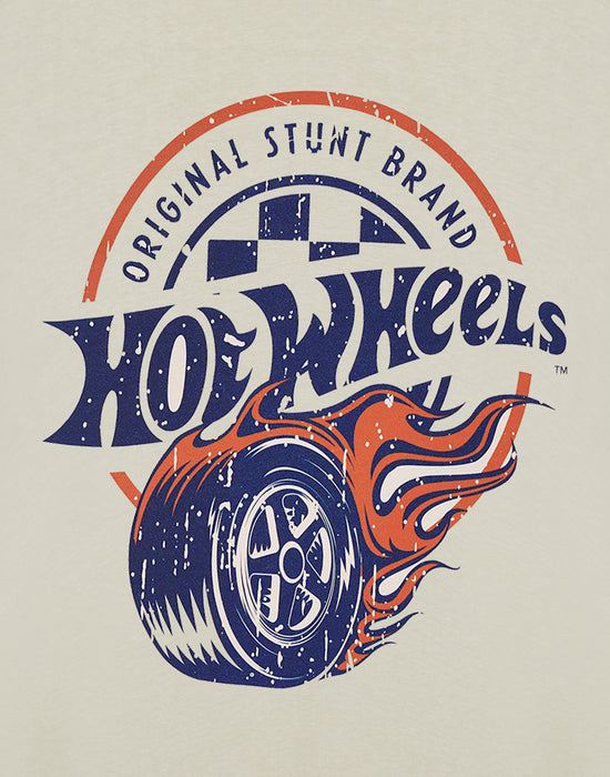 Hot Wheels Original Stunt Brant Mens Beige Short Sleeved T-Shirt