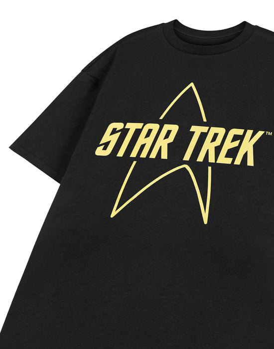 Star Trek Yellow Logo Mens Black Short Sleeved T-Shirt
