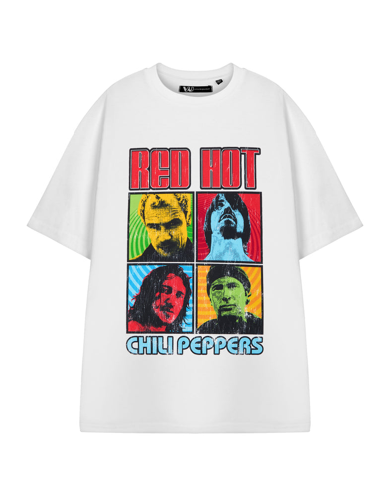 Red Hot Chili Peppers Squares Unisex White Short Sleeved T-Shirt