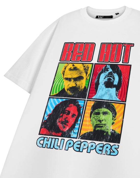 Red Hot Chili Peppers Squares Unisex White Short Sleeved T-Shirt