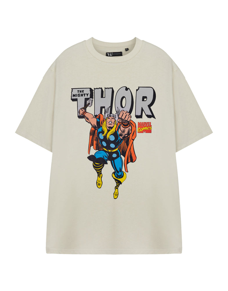 Marvel Mighty Thor Mens Beige Short Sleeved T-Shirt