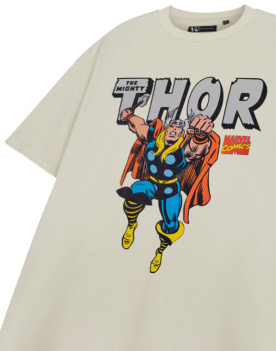 Marvel Mighty Thor Mens Beige Short Sleeved T-Shirt