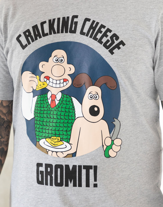 Wallace And Gromit Mens Grey Short Sleeve Long Leg Pyjamas