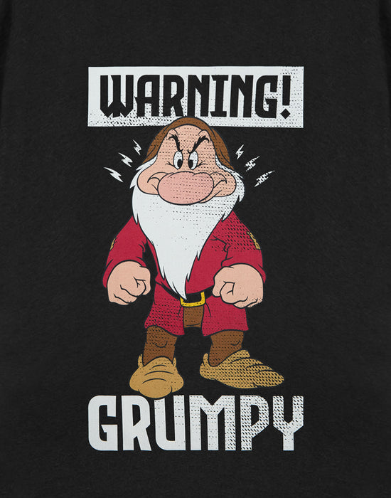Warning Grumpy Disney Snow White & The Seven Dwarfs Warning Grumpy Mens Black Short S ...