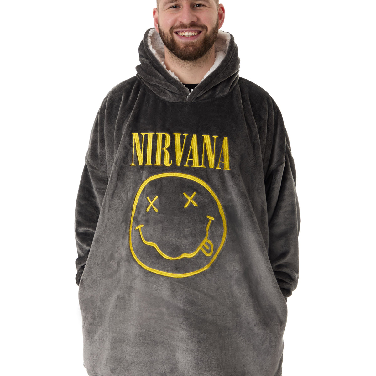 Nirvana Logo Mens Black Blanket Hoodie — Vanilla Underground