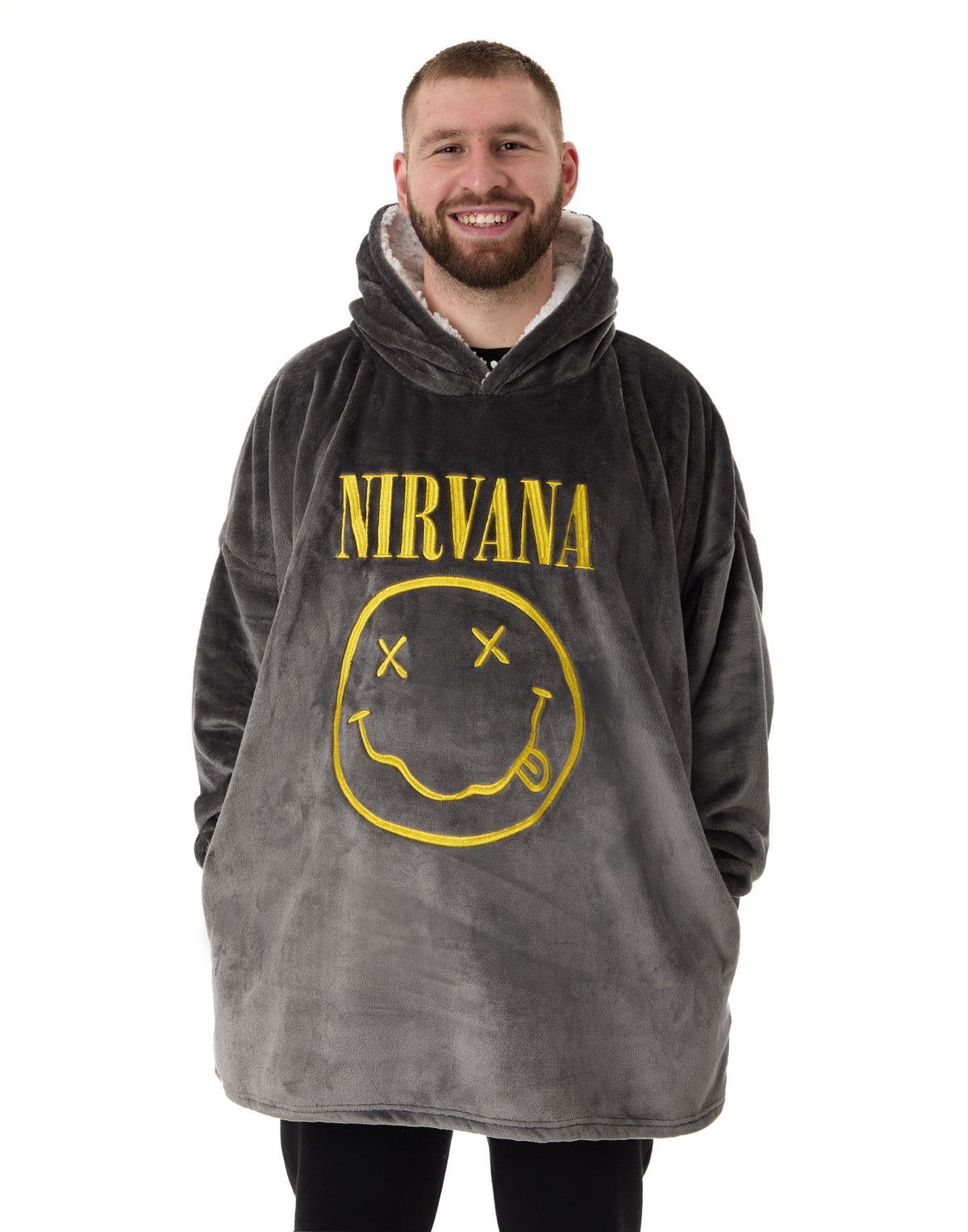 Nirvana Logo Mens Black Blanket Hoodie — Vanilla Underground