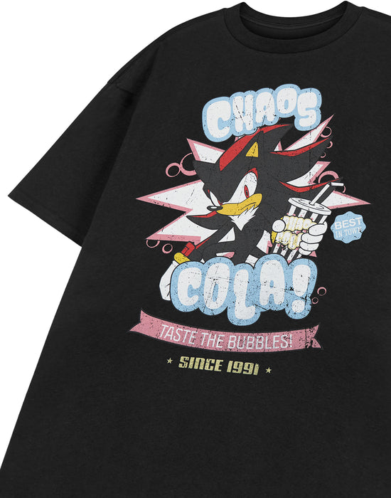 Sonic the Hedgehog Shadow Chaos Cola Mens Black Short Sleeved T-Shirt