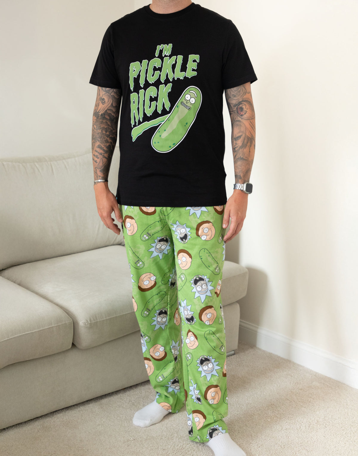 Rick And Morty Pickle Rick Mens Multicoloured Short Sleeve Long