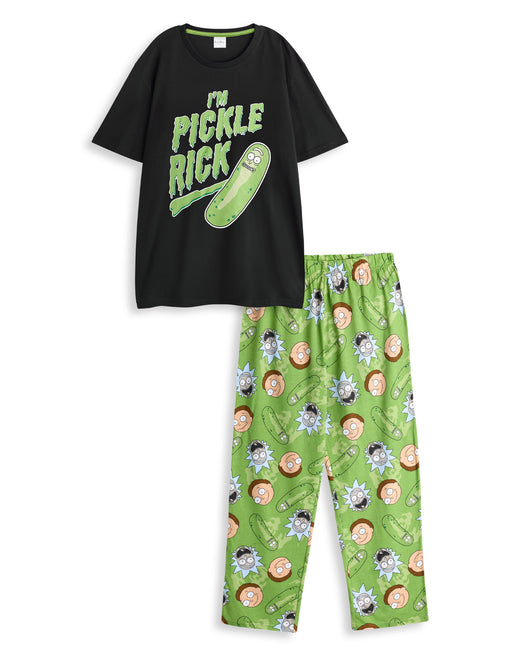 Rick And Morty Pickle Rick Mens Multicoloured Short Sleeve Long Leg Pyjama Set