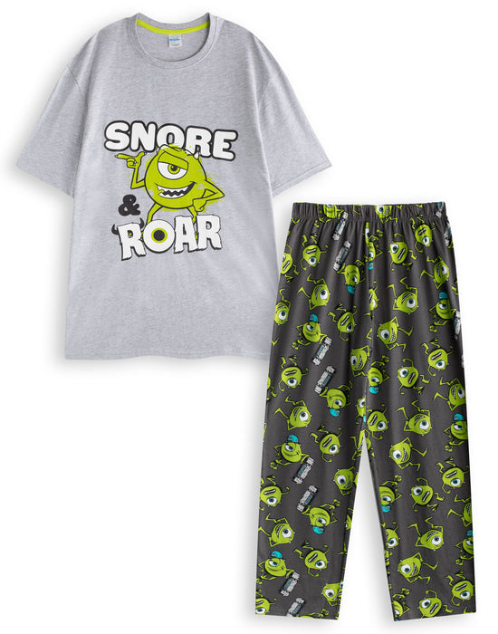 Disney Monster Inc Mens Multicoloured Short Sleeve Long Leg Pyjama Set
