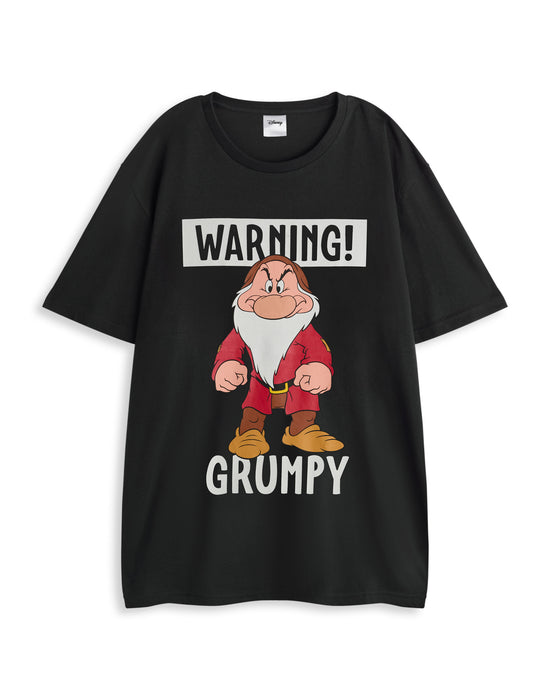 Disney Snow White & The Seven Dwarfs Grumpy Mens Black Short Sleeve Long Leg Pyjama Set
