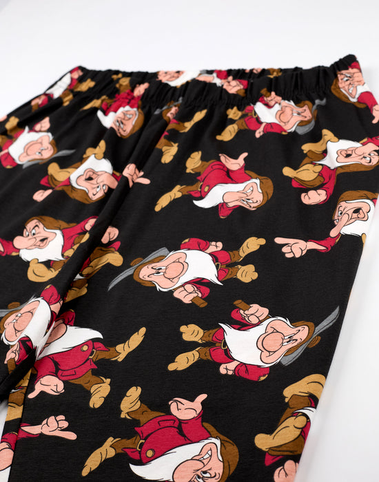 Disney Snow White & The Seven Dwarfs Grumpy Mens Black Short Sleeve Long Leg Pyjama Set