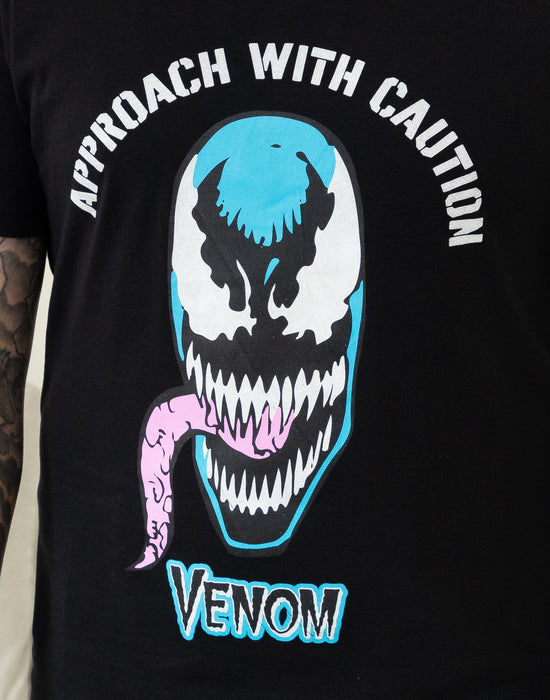 Marvel Venom Mens Black Short Sleeve Long Leg Pyjama Set
