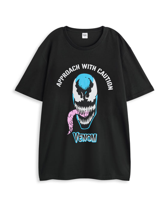 Marvel Venom Mens Black Short Sleeve Long Leg Pyjama Set
