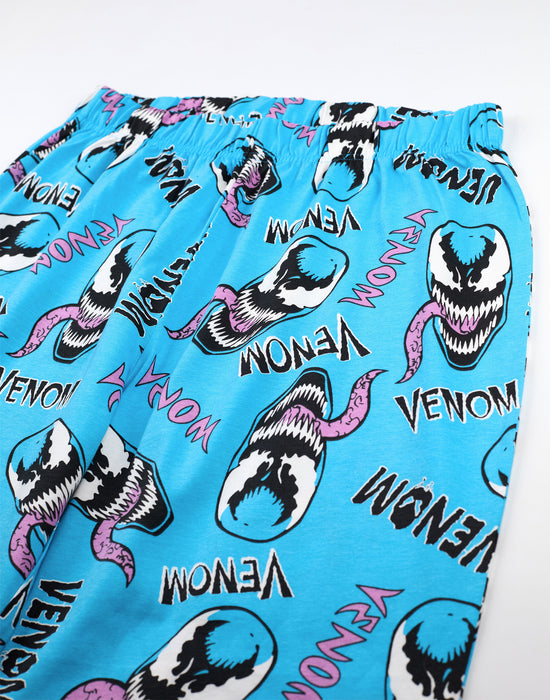 Marvel Venom Mens Black Short Sleeve Long Leg Pyjama Set