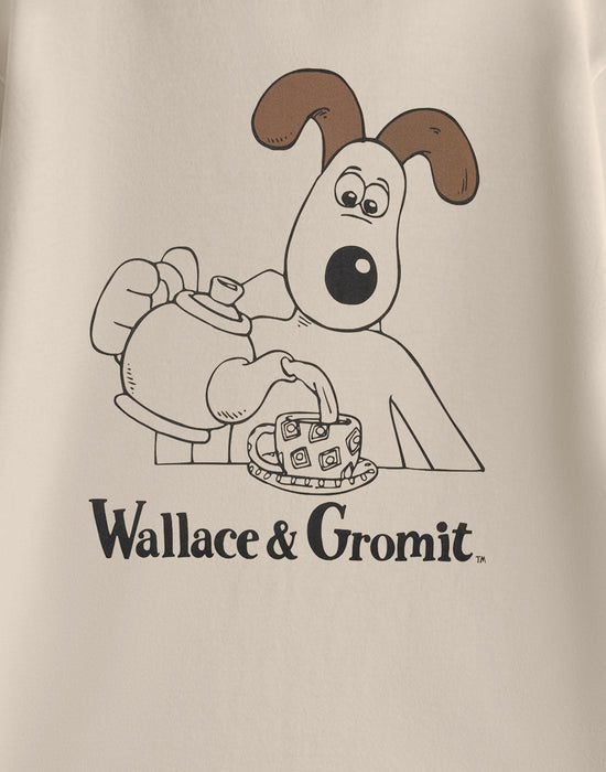Wallace And Gromit Tea Mens Beige Short Sleeved T-Shirt