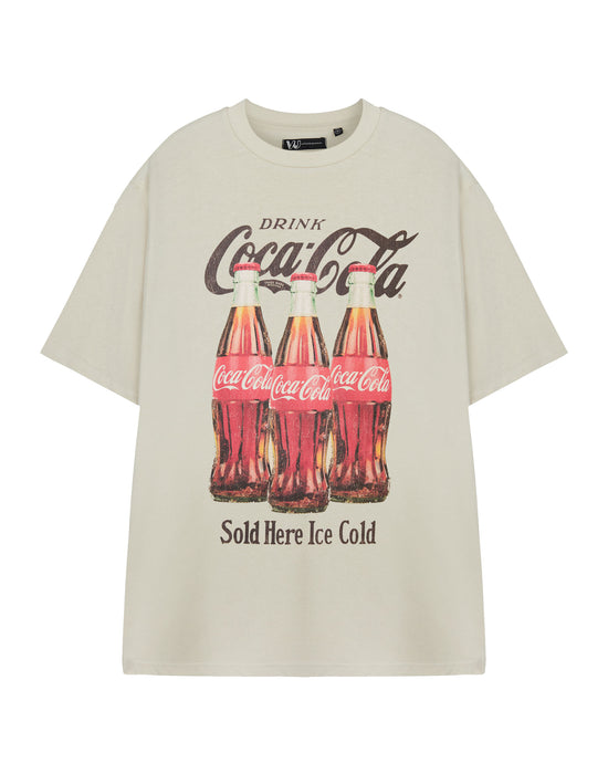 Coca Cola Sold Here Ice Cold Unisex Beige Short Sleeved T-Shirt
