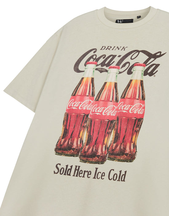 Coca Cola Sold Here Ice Cold Unisex Beige Short Sleeved T-Shirt
