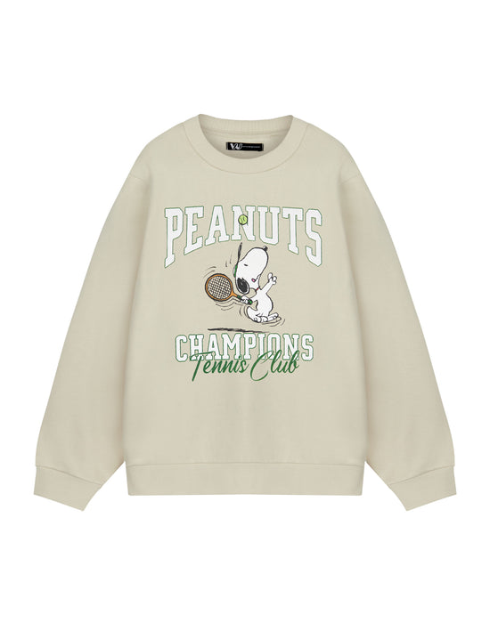 Peanuts Snoopy Tennis Unisex Beige Sweatshirt