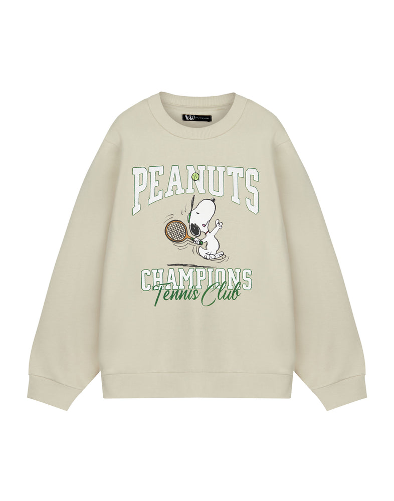 Peanuts Snoopy Tennis Unisex Beige Sweatshirt