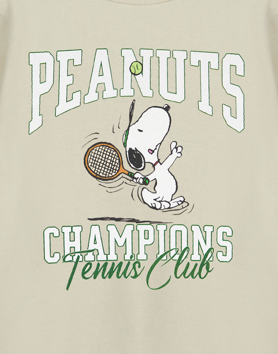 Peanuts Snoopy Tennis Unisex Beige Sweatshirt