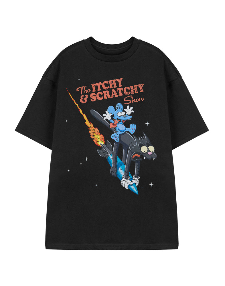 The Simpsons Itchy & Scratchy Mens Black Short Sleeved T-Shirt