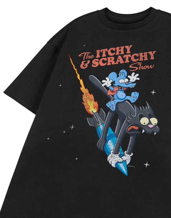 The Simpsons Itchy & Scratchy Mens Black Short Sleeved T-Shirt