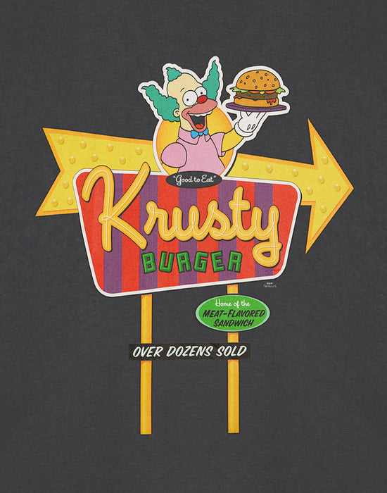 The Simpsons Krusty Burger Mens Grey Short Sleeved T-Shirt
