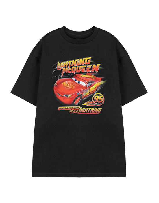 Disney Thunder always comes after Lightning Cars Mens Black Short Sleeved T-Shirt