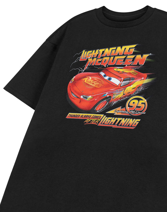 Disney Thunder always comes after Lightning Cars Mens Black Short Sleeved T-Shirt