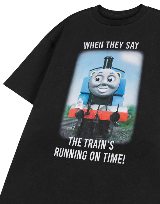 Thomas and Friends Meme Train Mens Black Short Sleeved T-Shirt