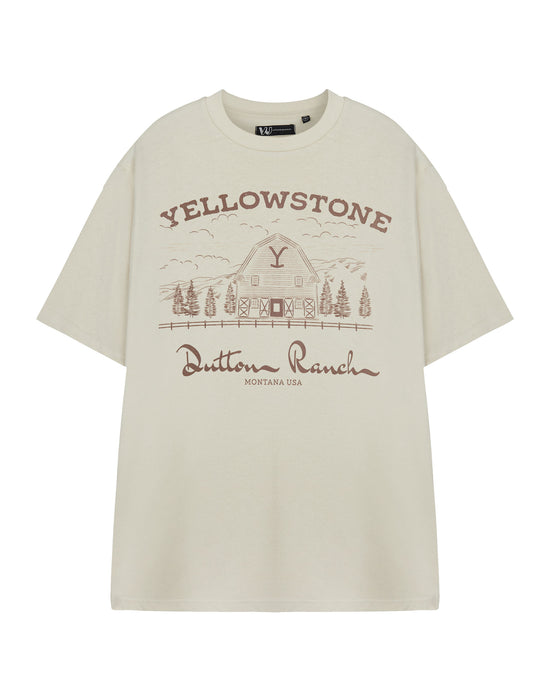 Yellowstone Barn Mens Beige Short Sleeved T-Shirt