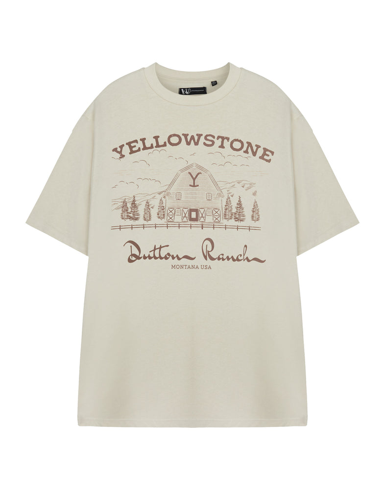 Yellowstone Barn Mens Beige Short Sleeved T-Shirt