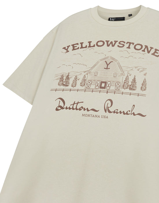 Yellowstone Barn Mens Beige Short Sleeved T-Shirt