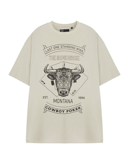 Yellowstone Cowboy Poker Mens Beige Short Sleeved T-Shirt