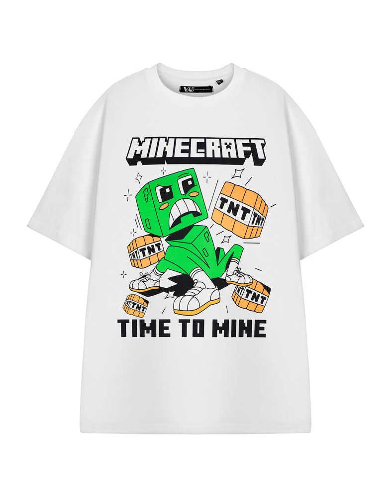 Minecraft Time To Mine Mens White Short Sleeved T-Shirt
