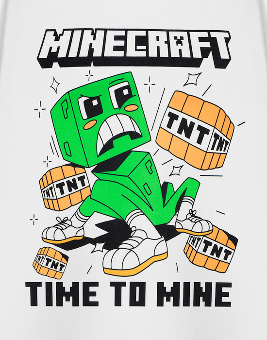 Minecraft Time To Mine Mens White Short Sleeved T-Shirt