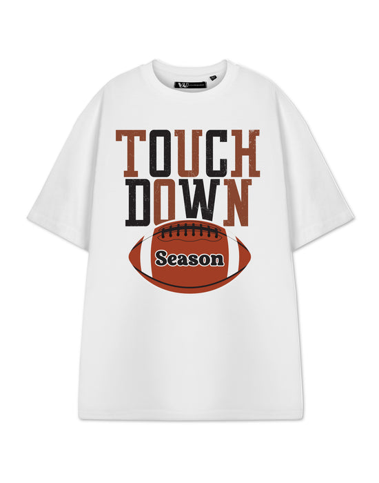 Show Me The Merch Touch Down Season Unisex White Short Sleeved T-Shirt