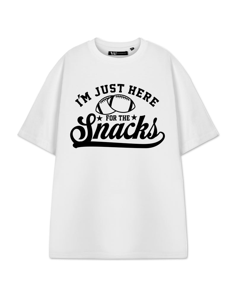Show Me The Merch Here For The Snacks Unisex White Short Sleeved T-Shirt